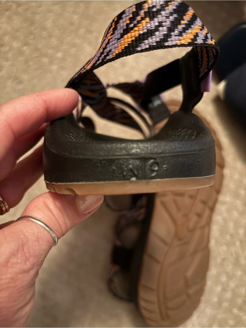 Chaco Women's Black Sandals with Purple and Orange Accents
